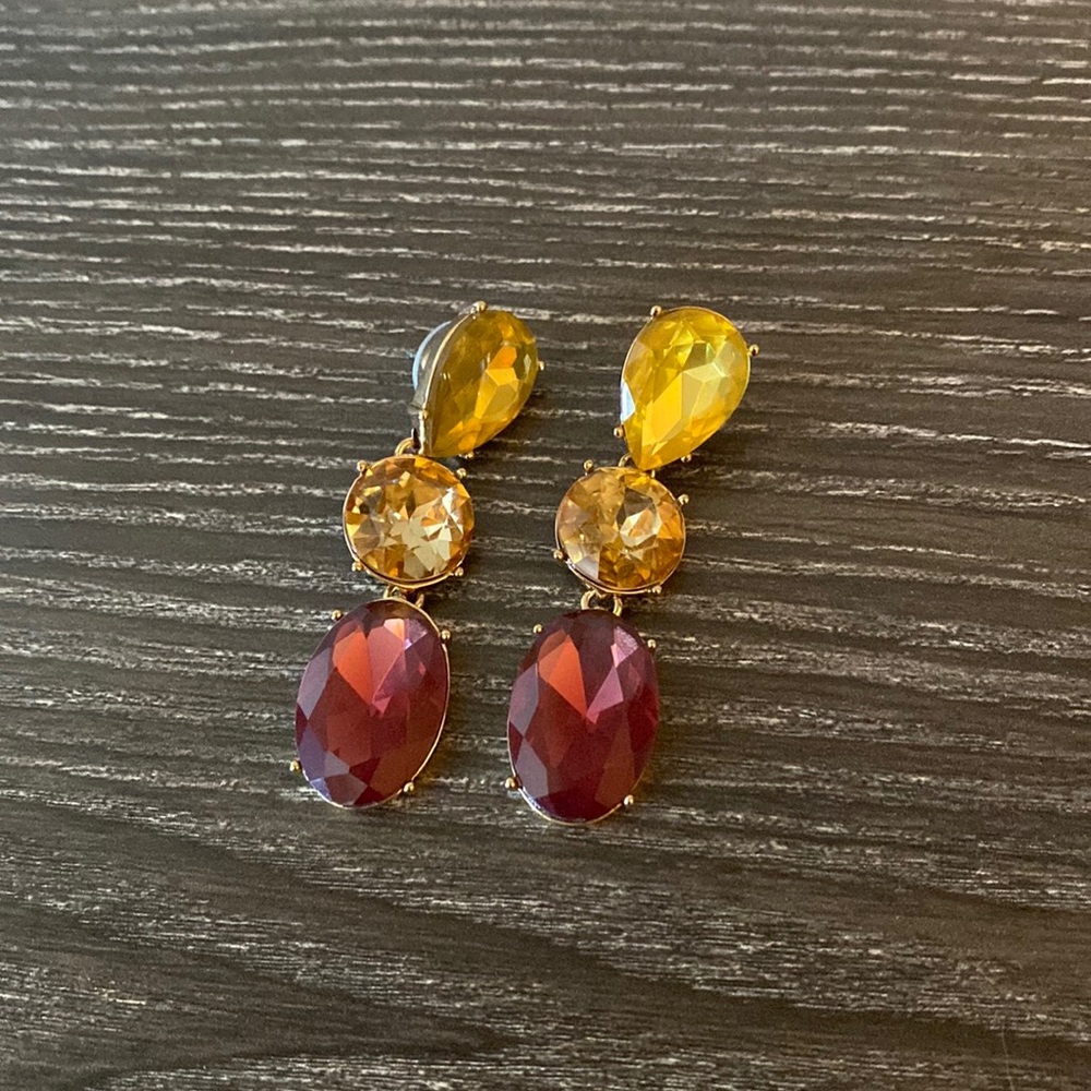 J. Crew Factory Yellow and Red Drop Earrings